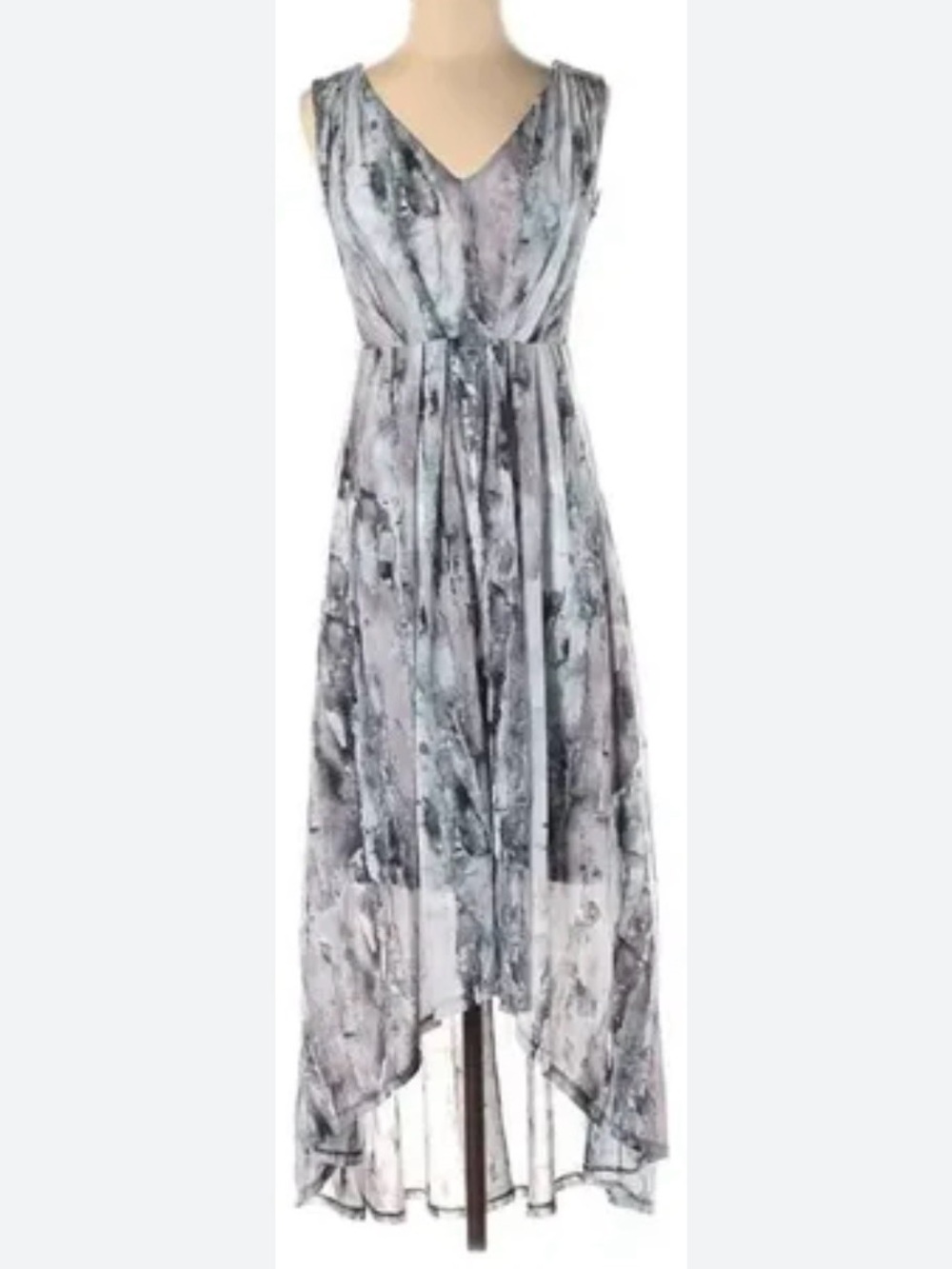 Simply Vera Vera Wang Sleeveless High-Low Maxi Dress in Gray and Teal Accents